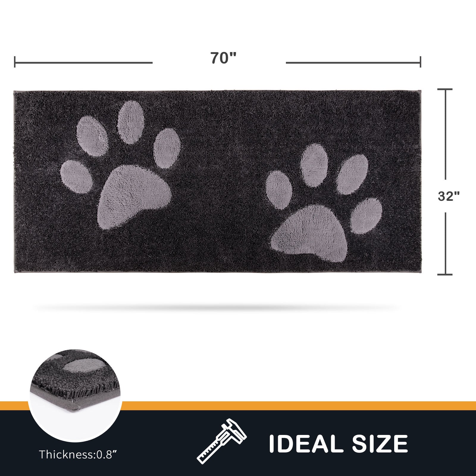 Machine Washable Paw Pattern Dirt Trapper Door Mat