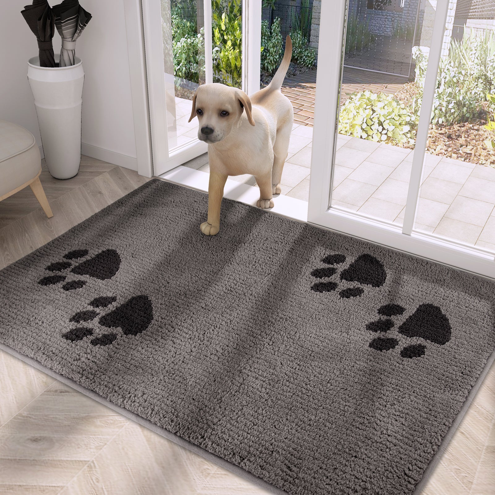 Machine Washable Paw Pattern Dirt Trapper Door Mat