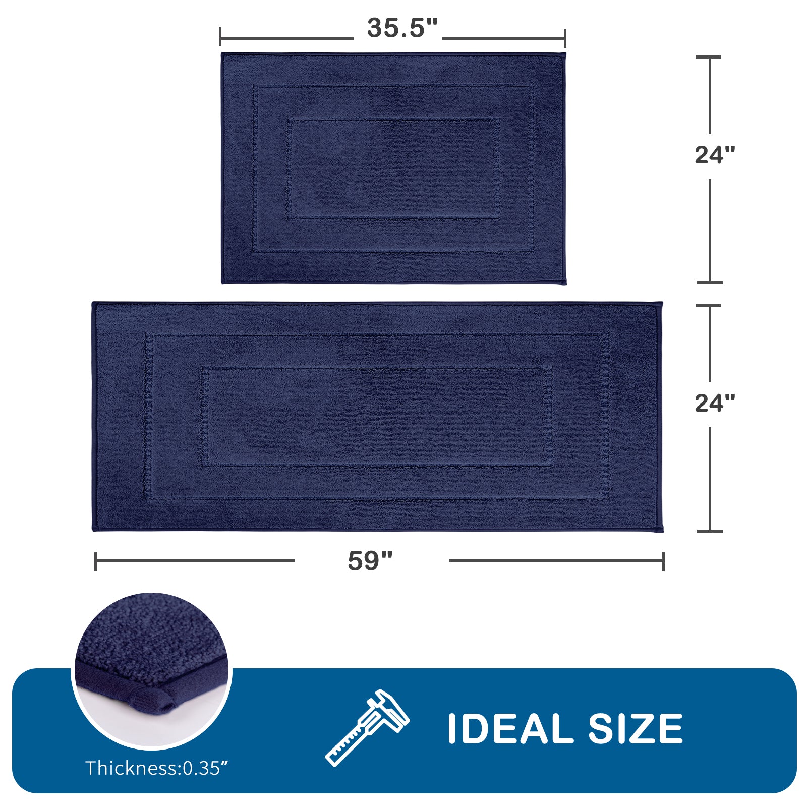 Machine Washable Bordered Kitchen Rug