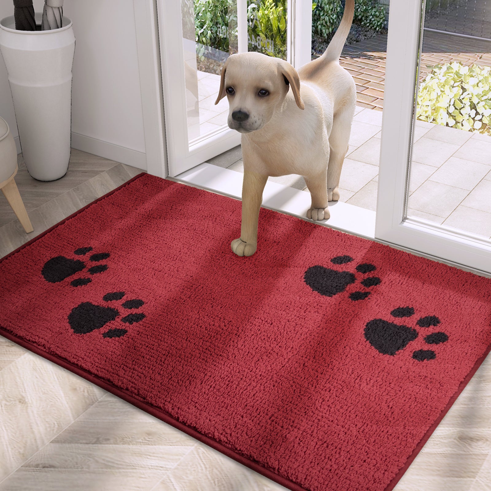 Machine Washable Paw Pattern Dirt Trapper Door Mat