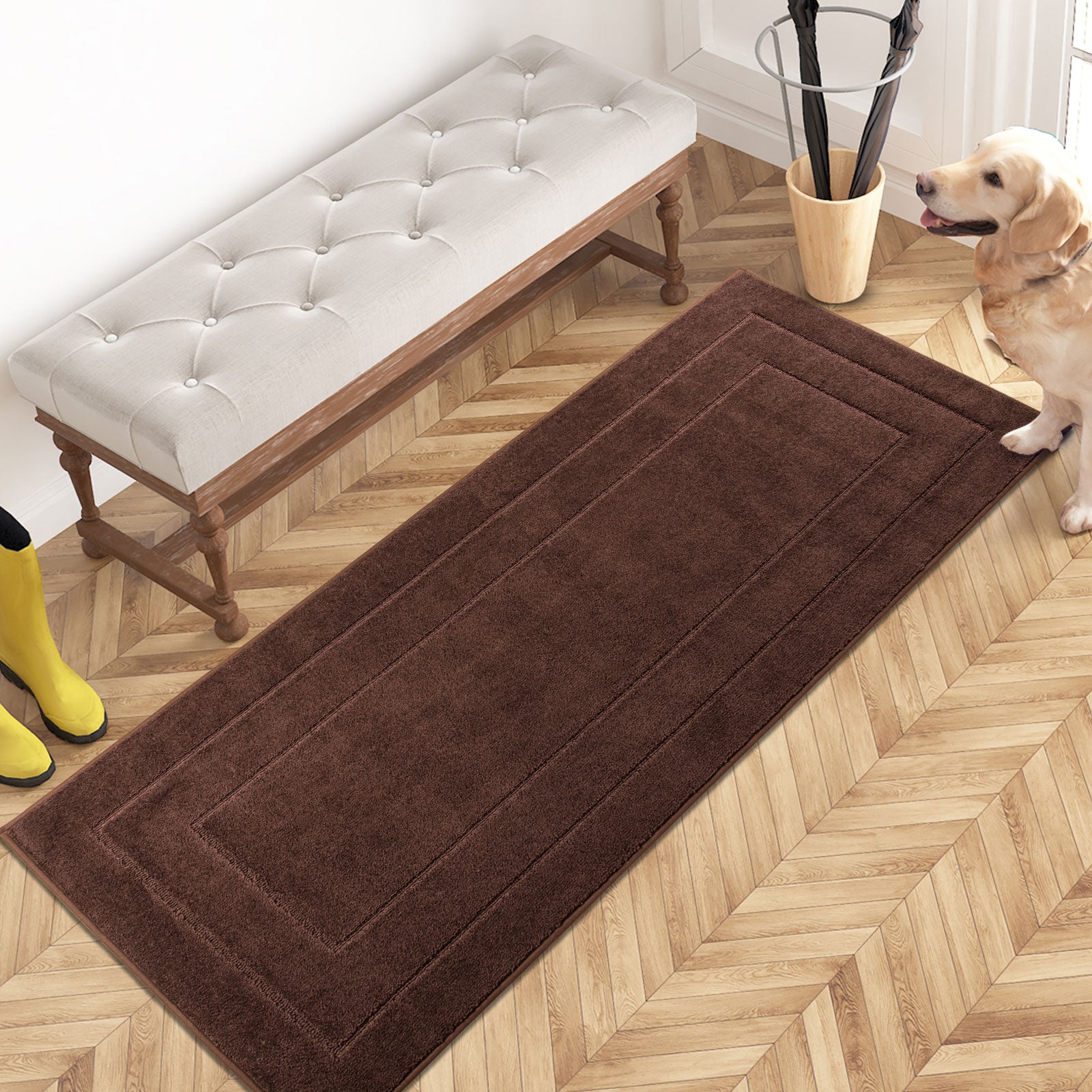 Machine Washable Bordered Dirt Trapper Door Mat