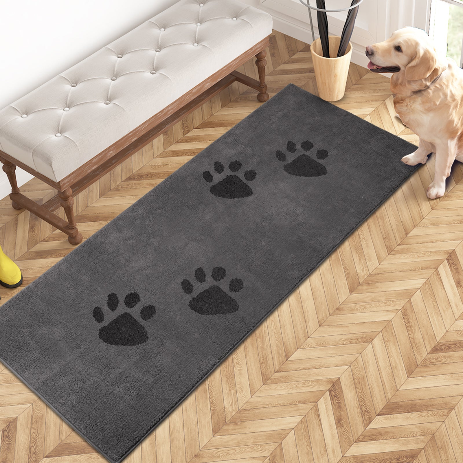 Machine Washable Paw Pattern Dirt Trapper Door Mat