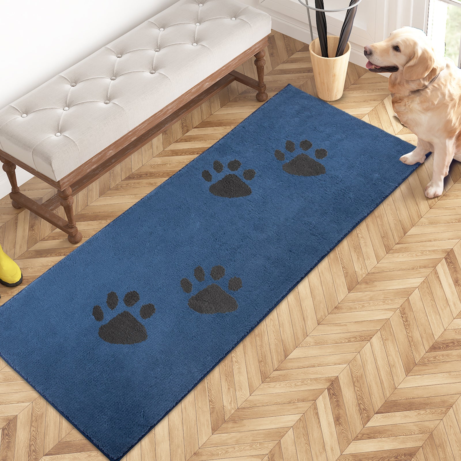 Machine Washable Paw Pattern Dirt Trapper Door Mat