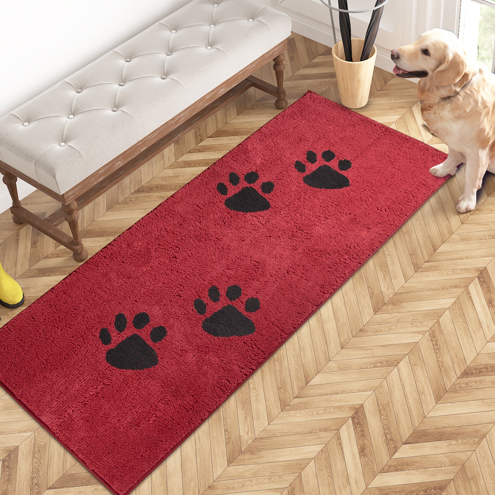 Machine Washable Paw Pattern Dirt Trapper Door Mat
