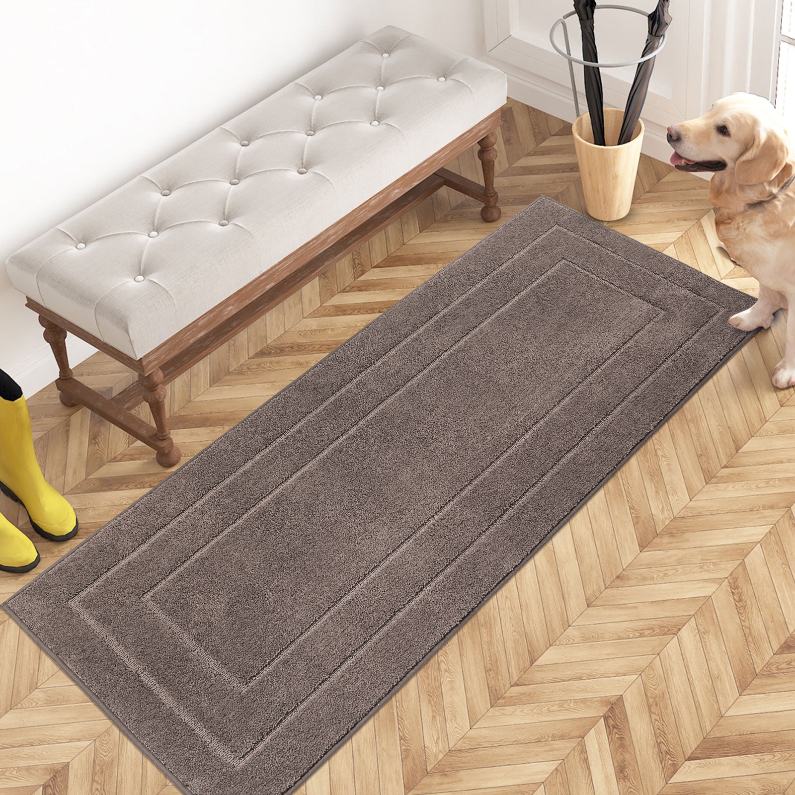 Machine Washable Bordered Dirt Trapper Door Mat