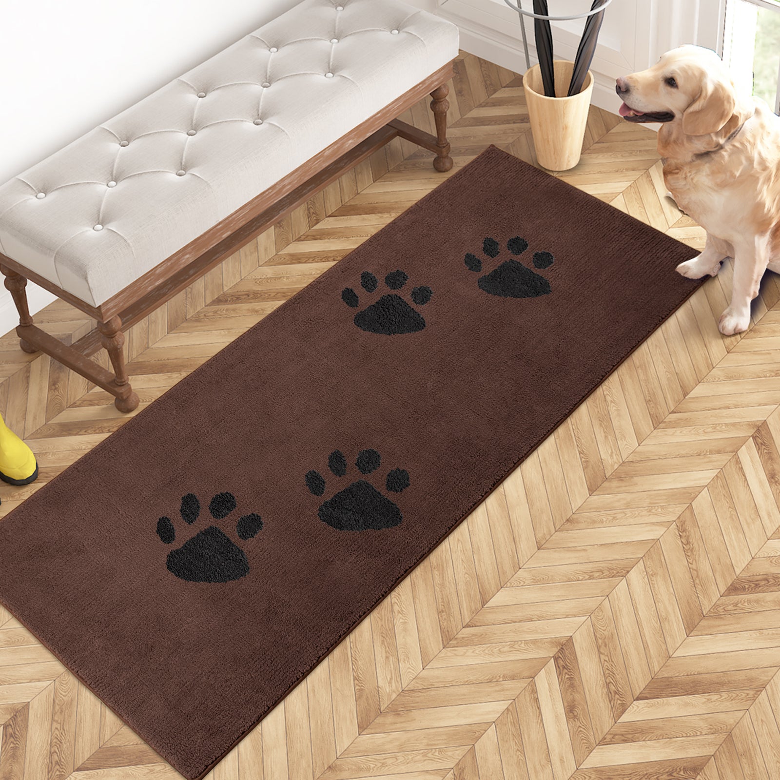 Machine Washable Paw Pattern Dirt Trapper Door Mat