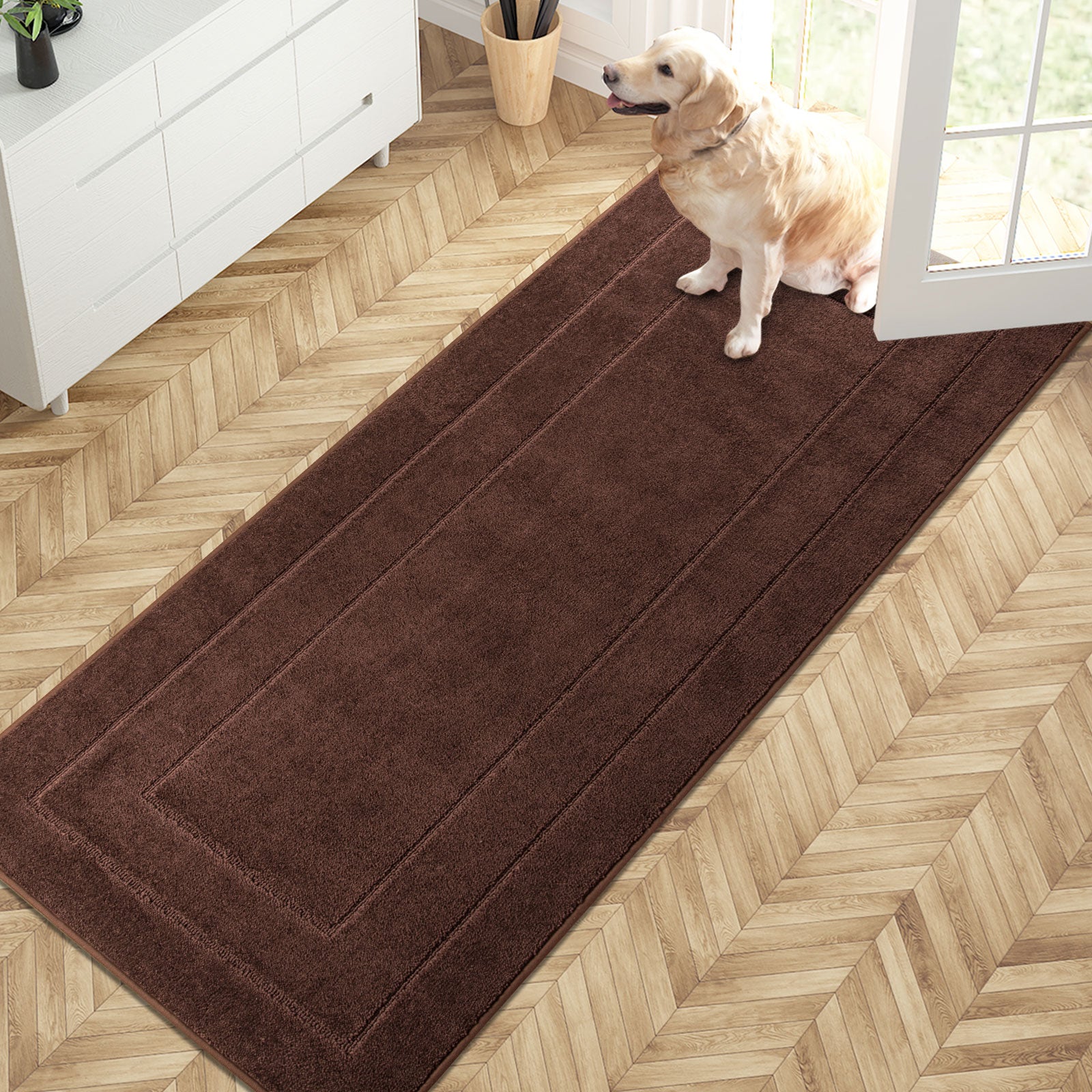 Machine Washable Bordered Dirt Trapper Door Mat
