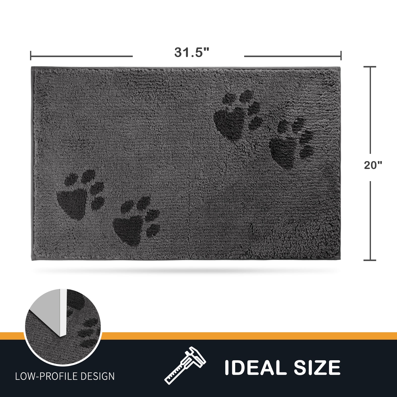 Machine Washable Paw Pattern Dirt Trapper Door Mat