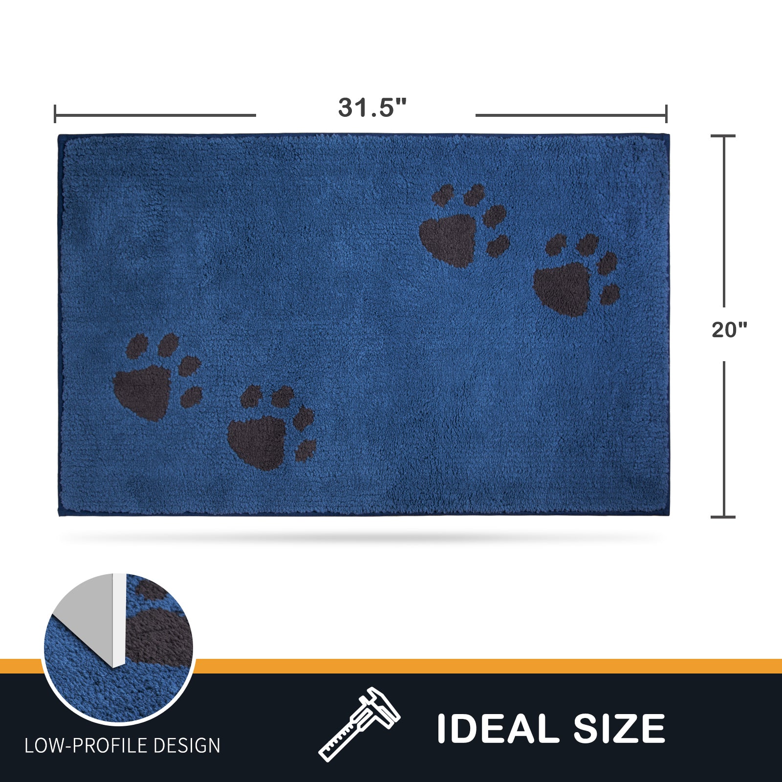Machine Washable Paw Pattern Dirt Trapper Door Mat
