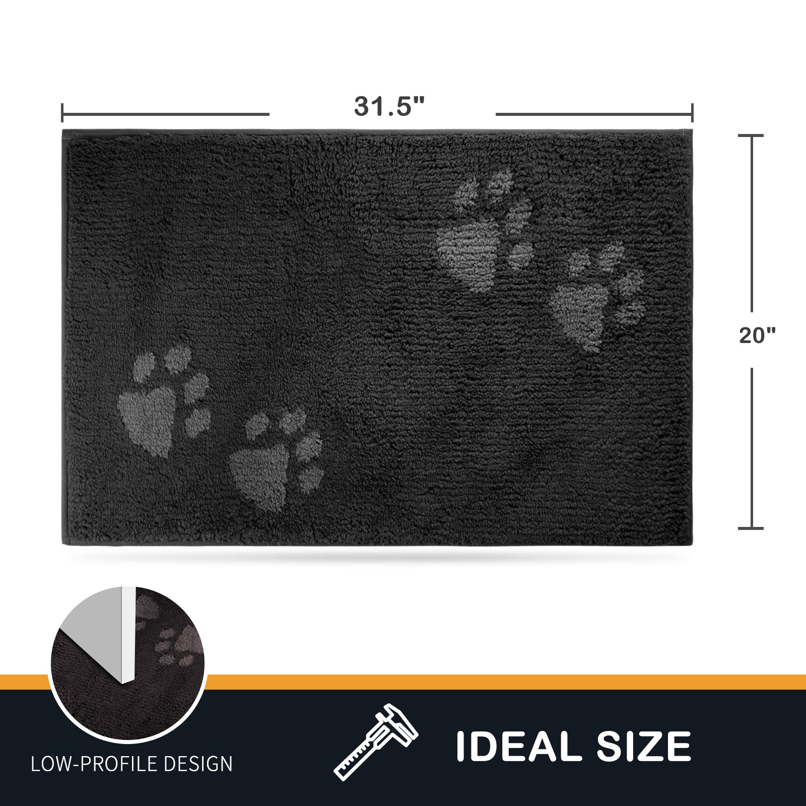 Machine Washable Paw Pattern Dirt Trapper Door Mat