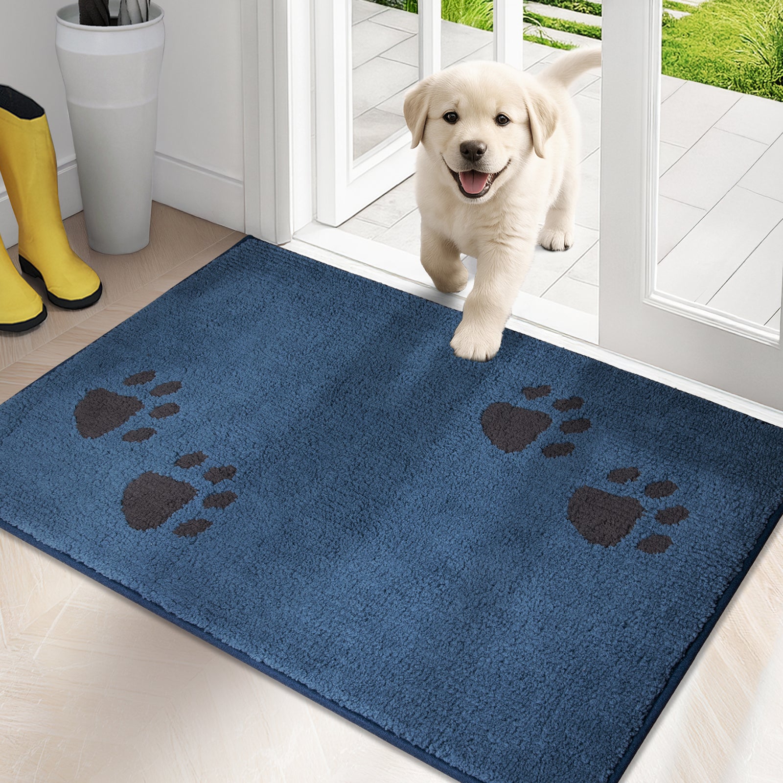 Machine Washable Paw Pattern Dirt Trapper Door Mat