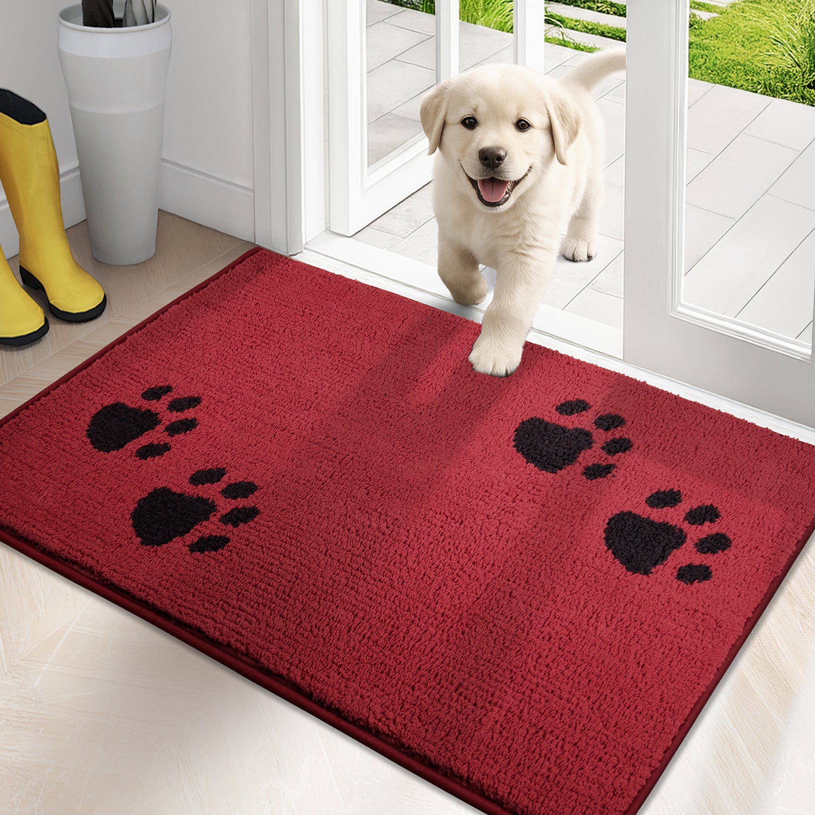 Machine Washable Paw Pattern Dirt Trapper Door Mat