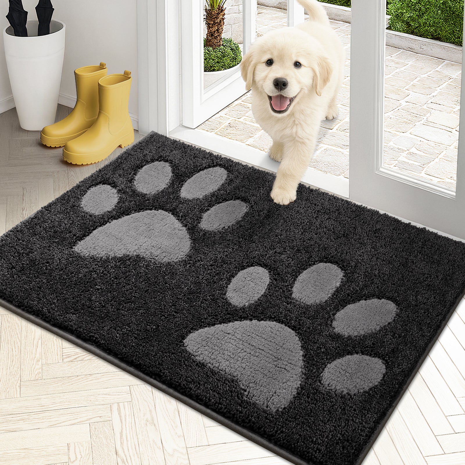 Machine Washable Paw Pattern Dirt Trapper Door Mat