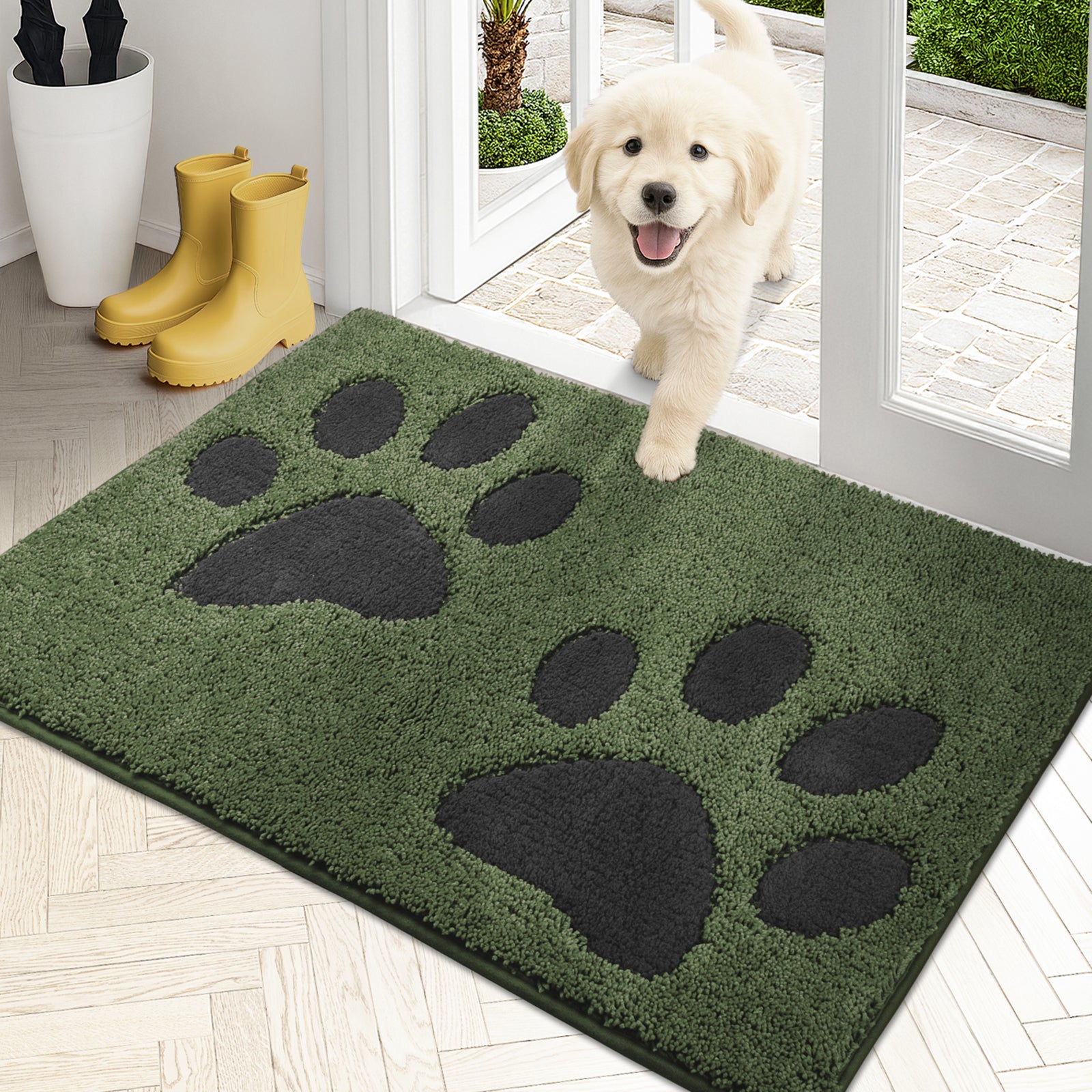 Machine Washable Paw Pattern Dirt Trapper Door Mat