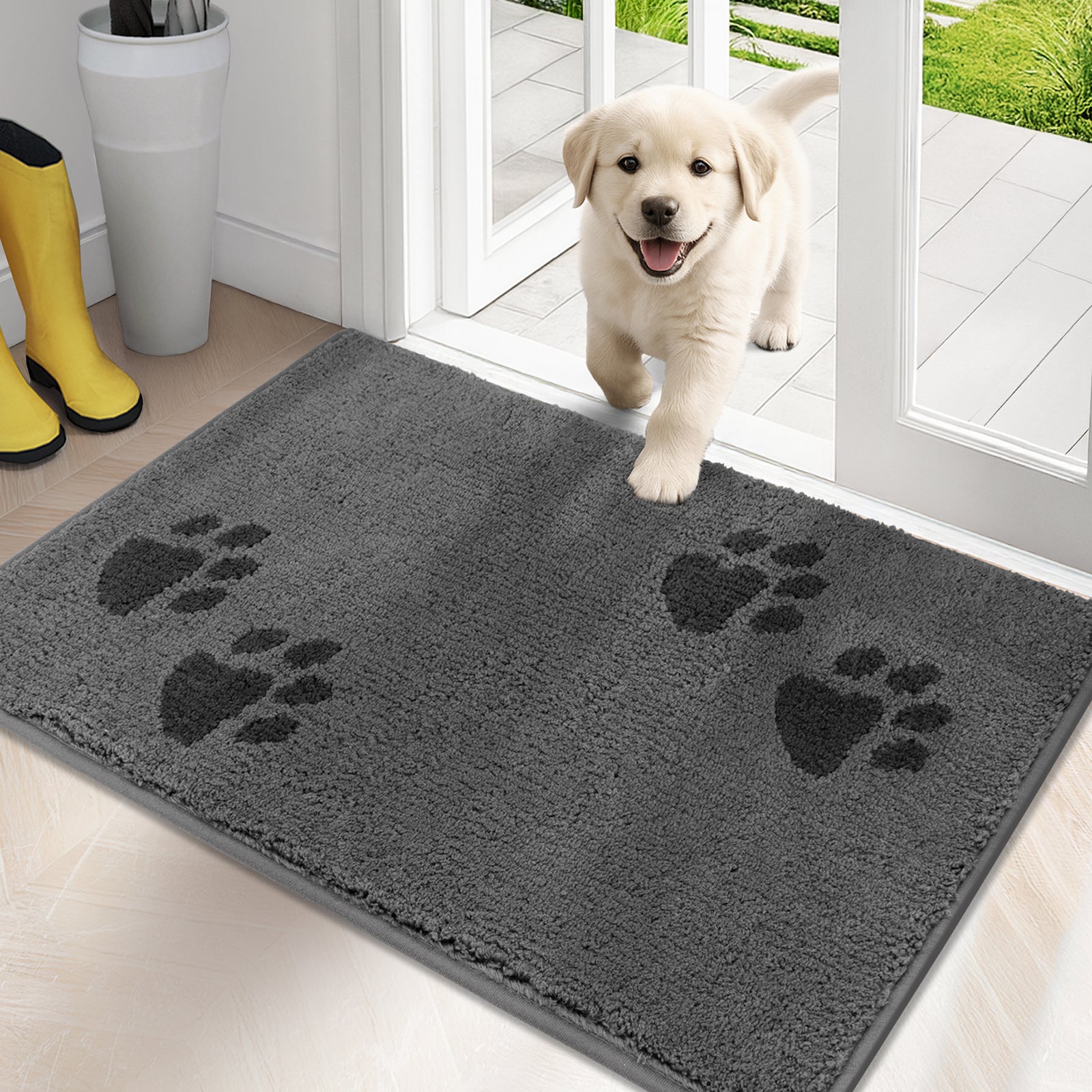 Machine Washable Paw Pattern Dirt Trapper Door Mat