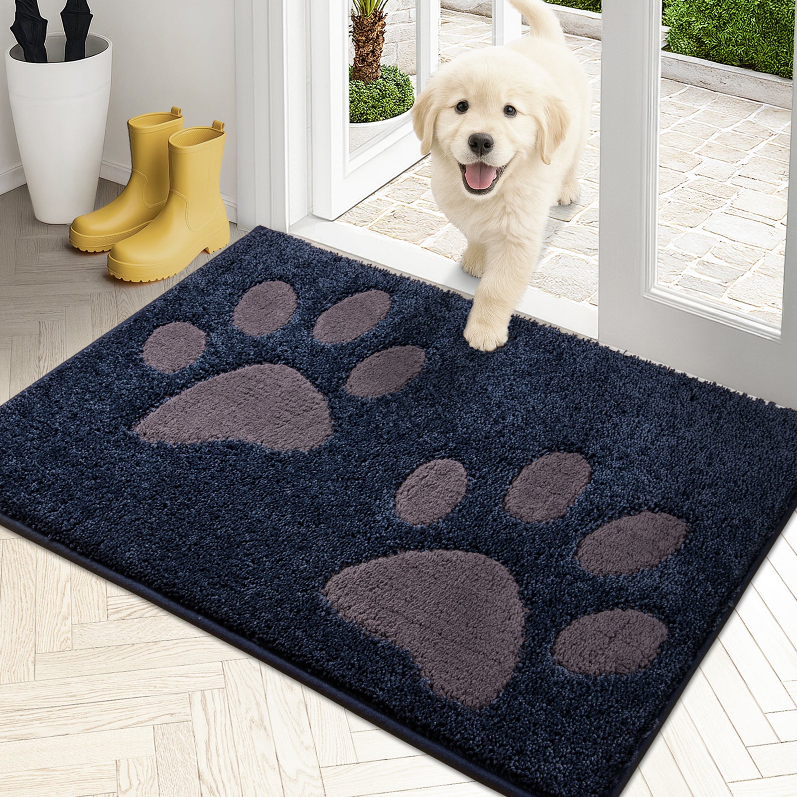 Machine Washable Paw Pattern Dirt Trapper Door Mat