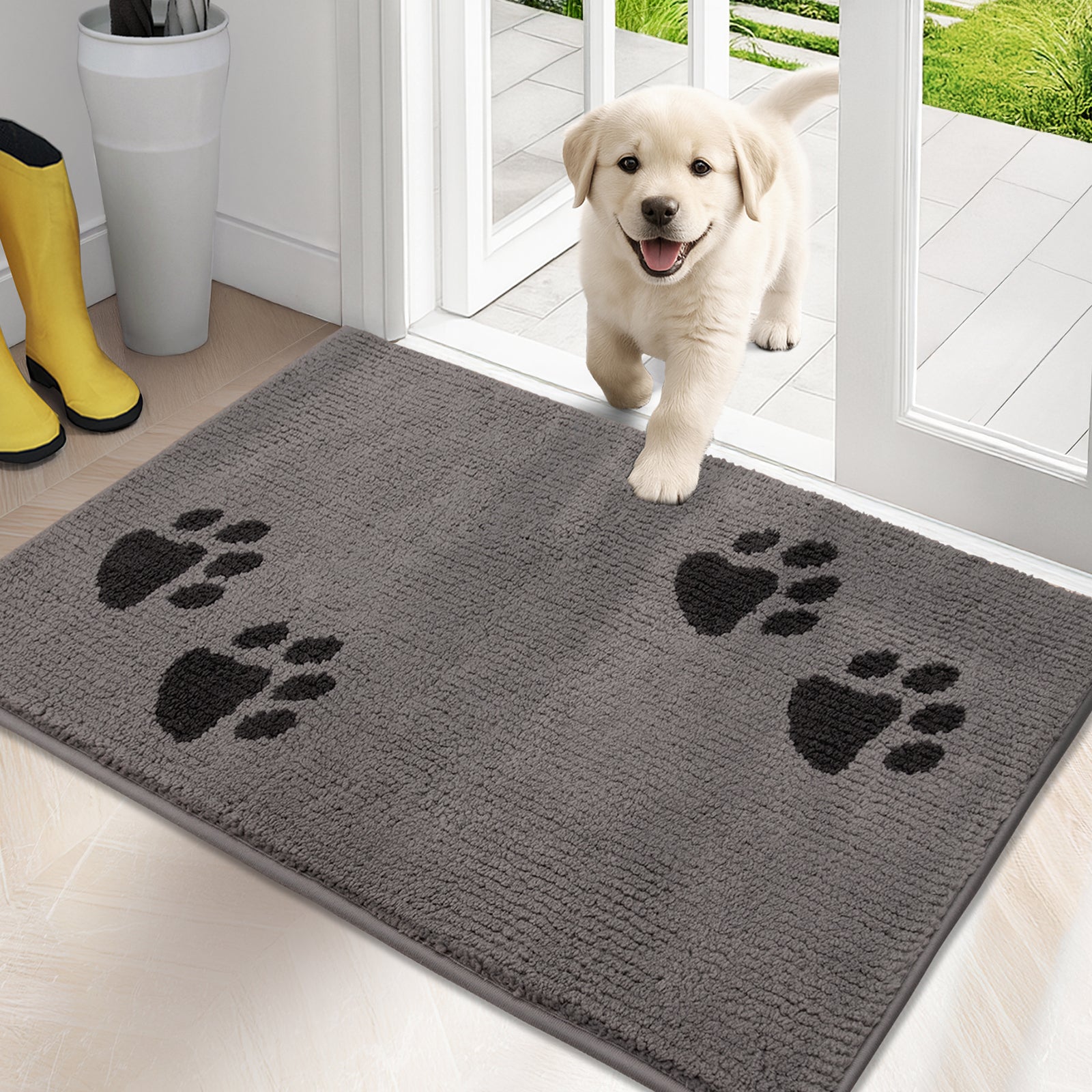 Machine Washable Paw Pattern Dirt Trapper Door Mat