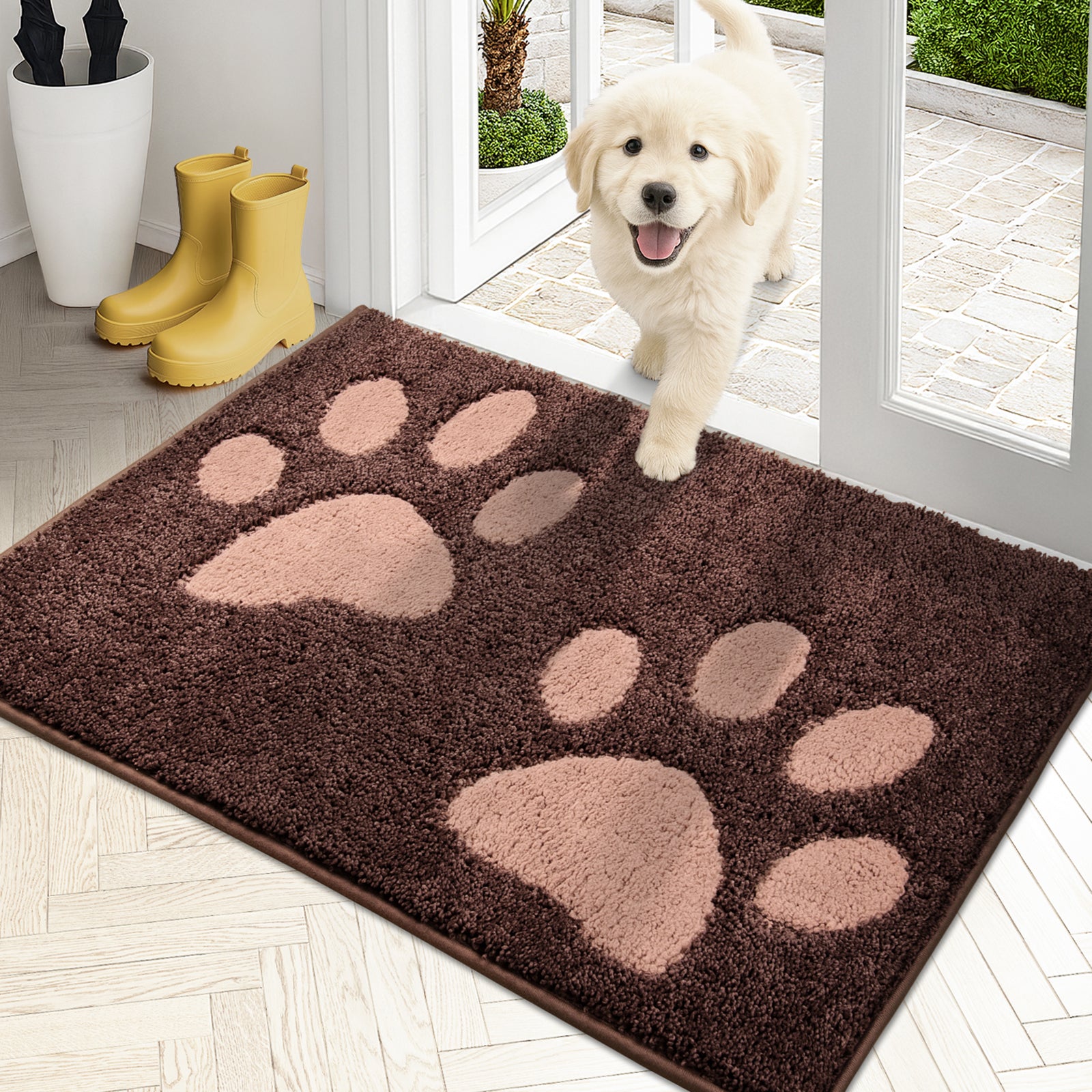 Machine Washable Paw Pattern Dirt Trapper Door Mat