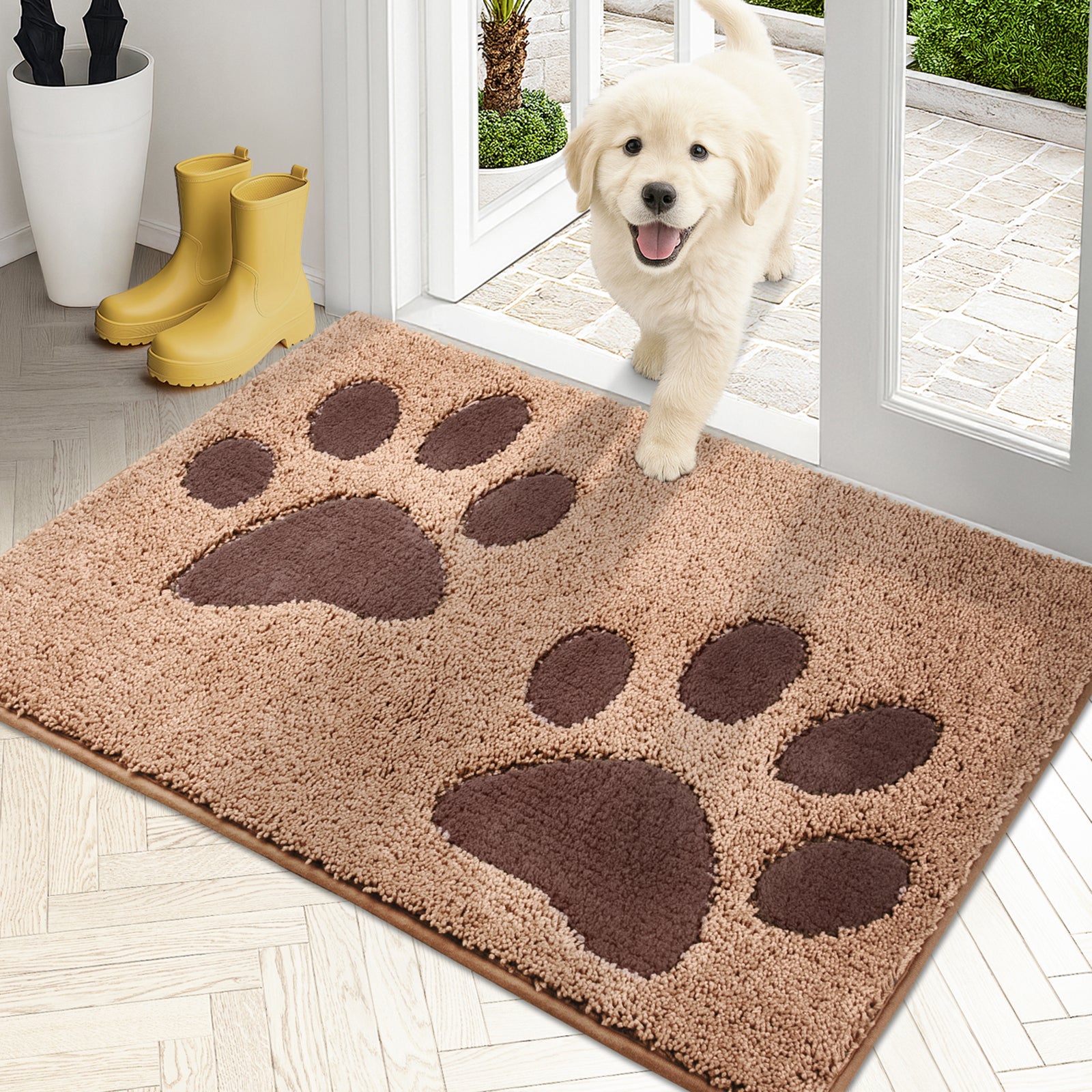 Machine Washable Paw Pattern Dirt Trapper Door Mat