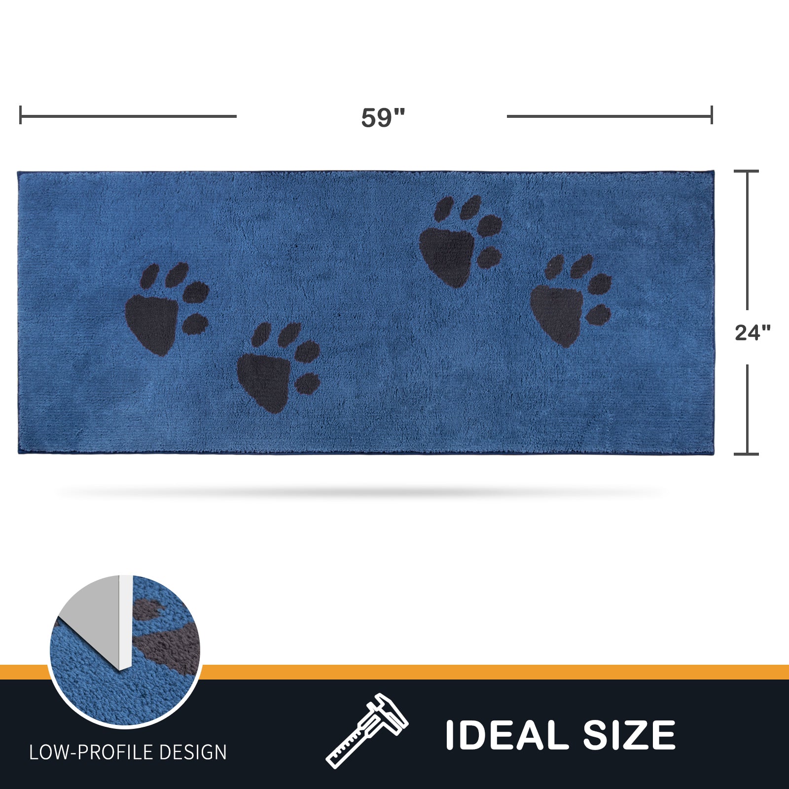 Machine Washable Paw Pattern Dirt Trapper Door Mat