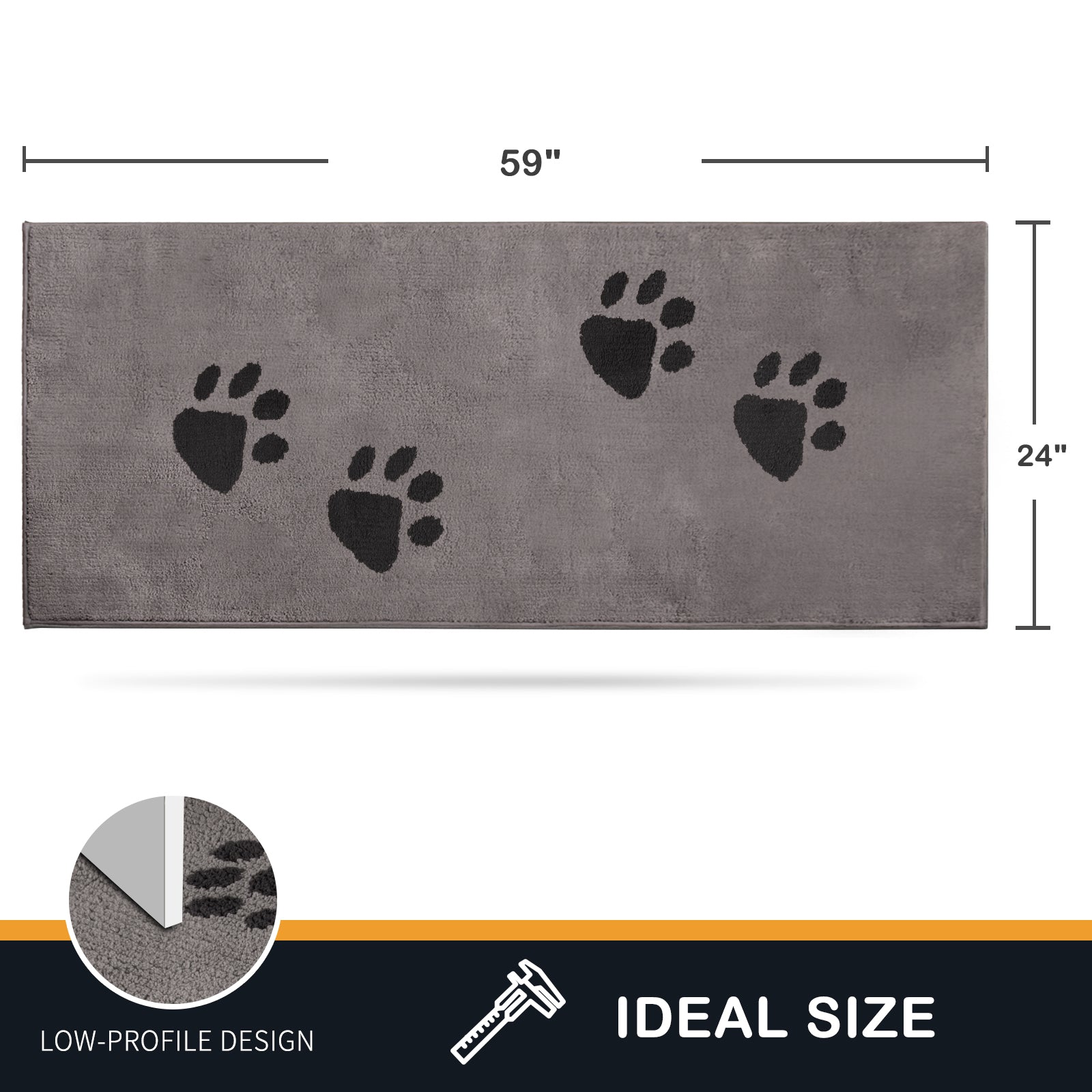 Machine Washable Paw Pattern Dirt Trapper Door Mat