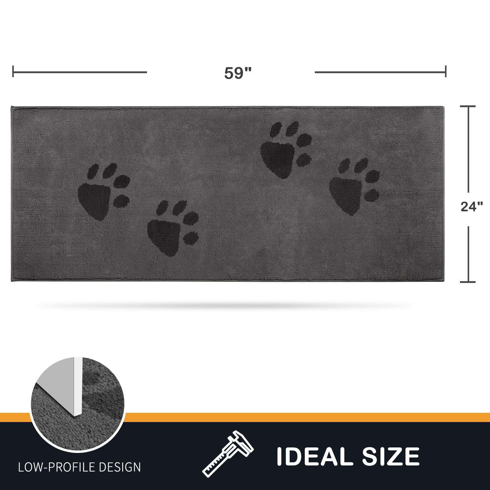 Machine Washable Paw Pattern Dirt Trapper Door Mat