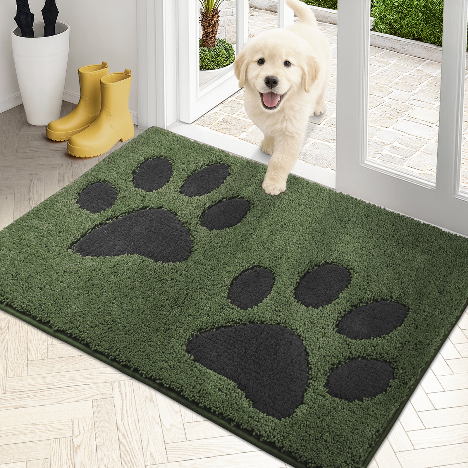 Machine Washable Paw Pattern Dirt Trapper Door Mat