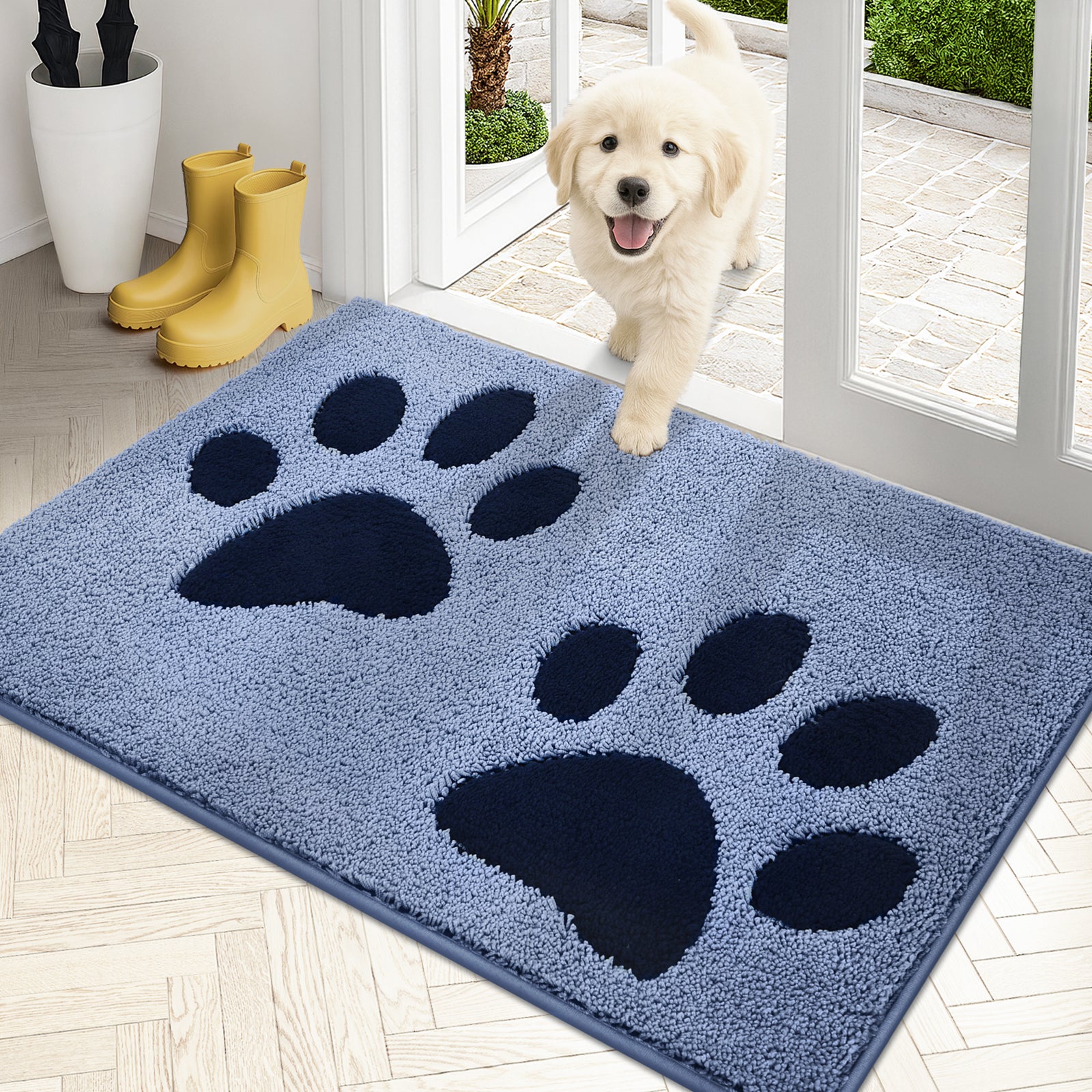 Machine Washable Paw Pattern Dirt Trapper Door Mat