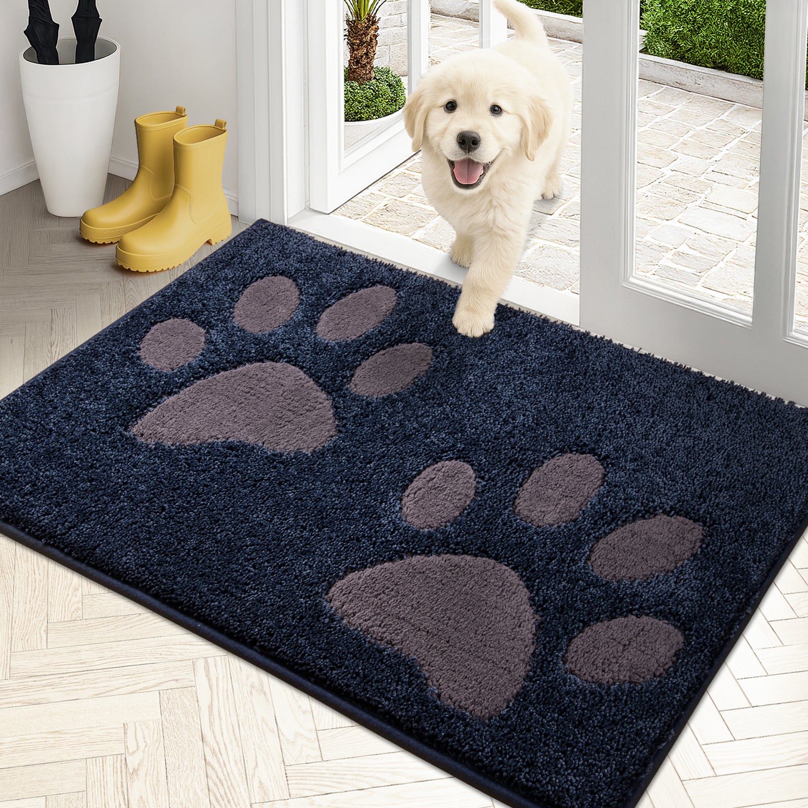 Machine Washable Paw Pattern Dirt Trapper Door Mat