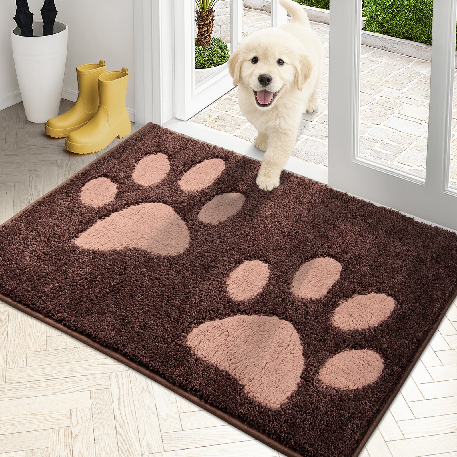 Machine Washable Paw Pattern Dirt Trapper Door Mat
