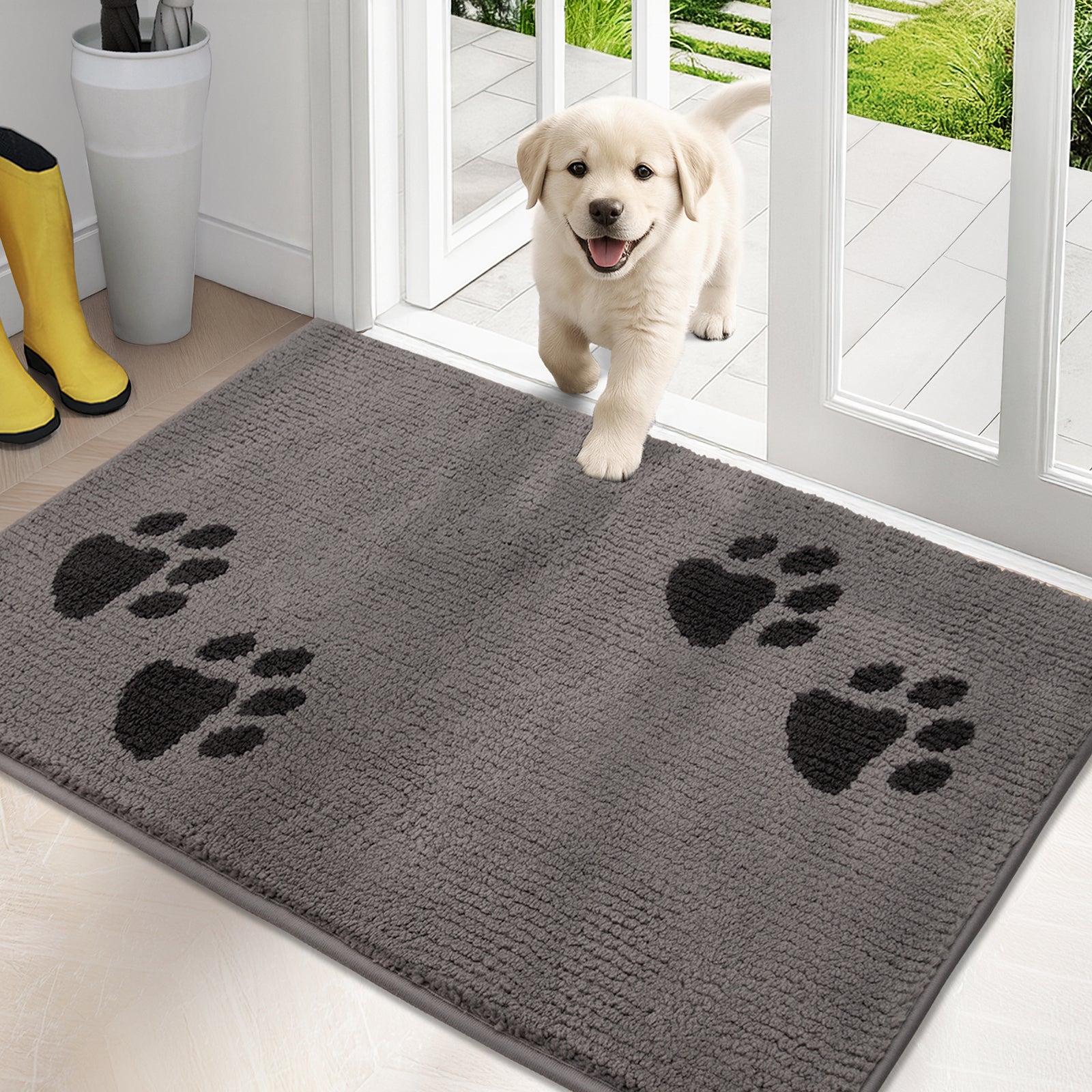 Machine Washable Paw Pattern Dirt Trapper Door Mat