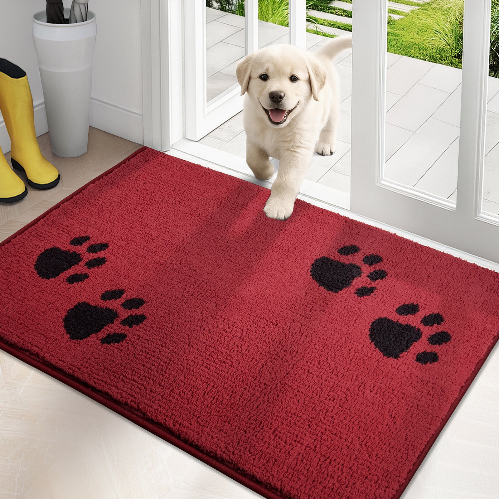 Machine Washable Paw Pattern Dirt Trapper Door Mat