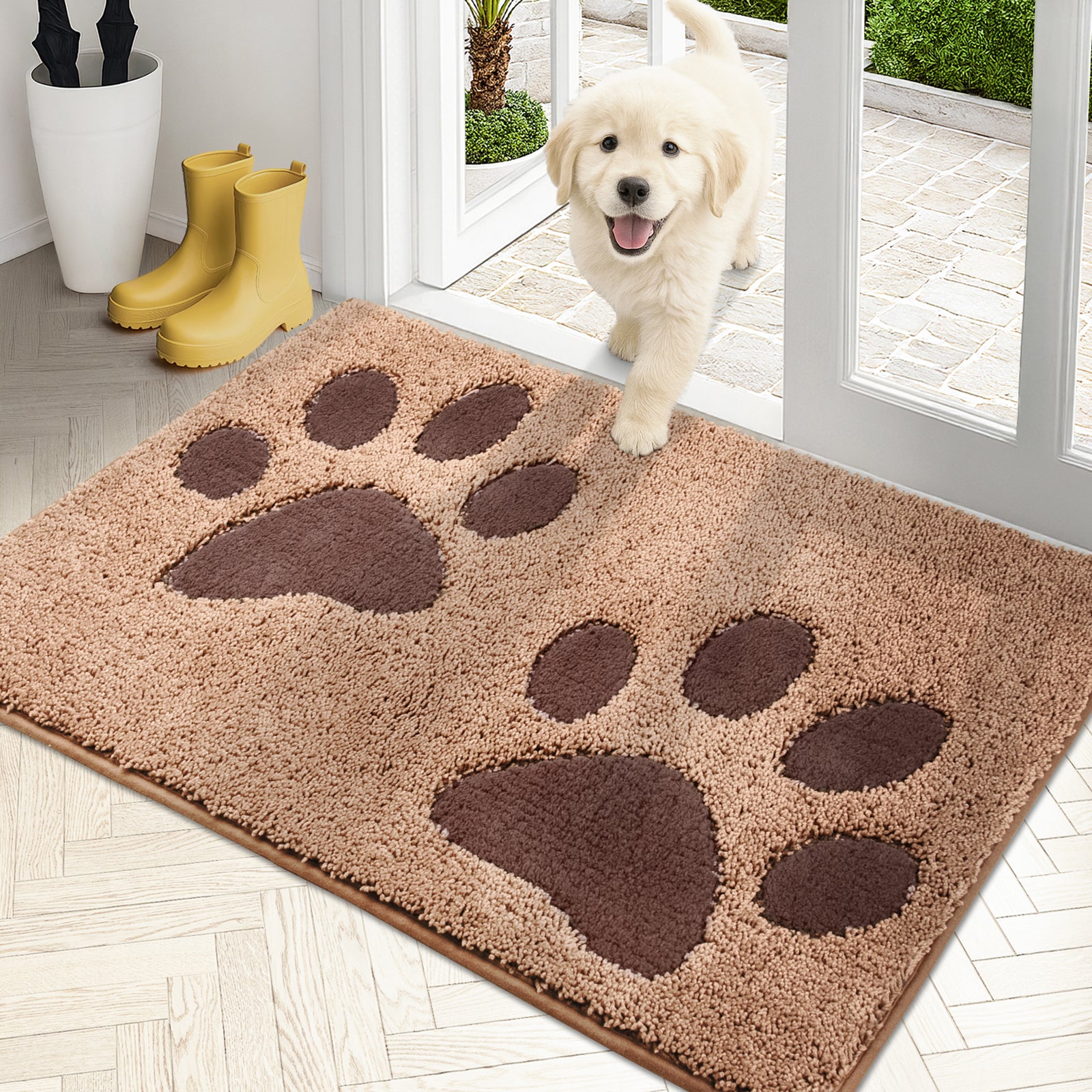 Machine Washable Paw Pattern Dirt Trapper Door Mat