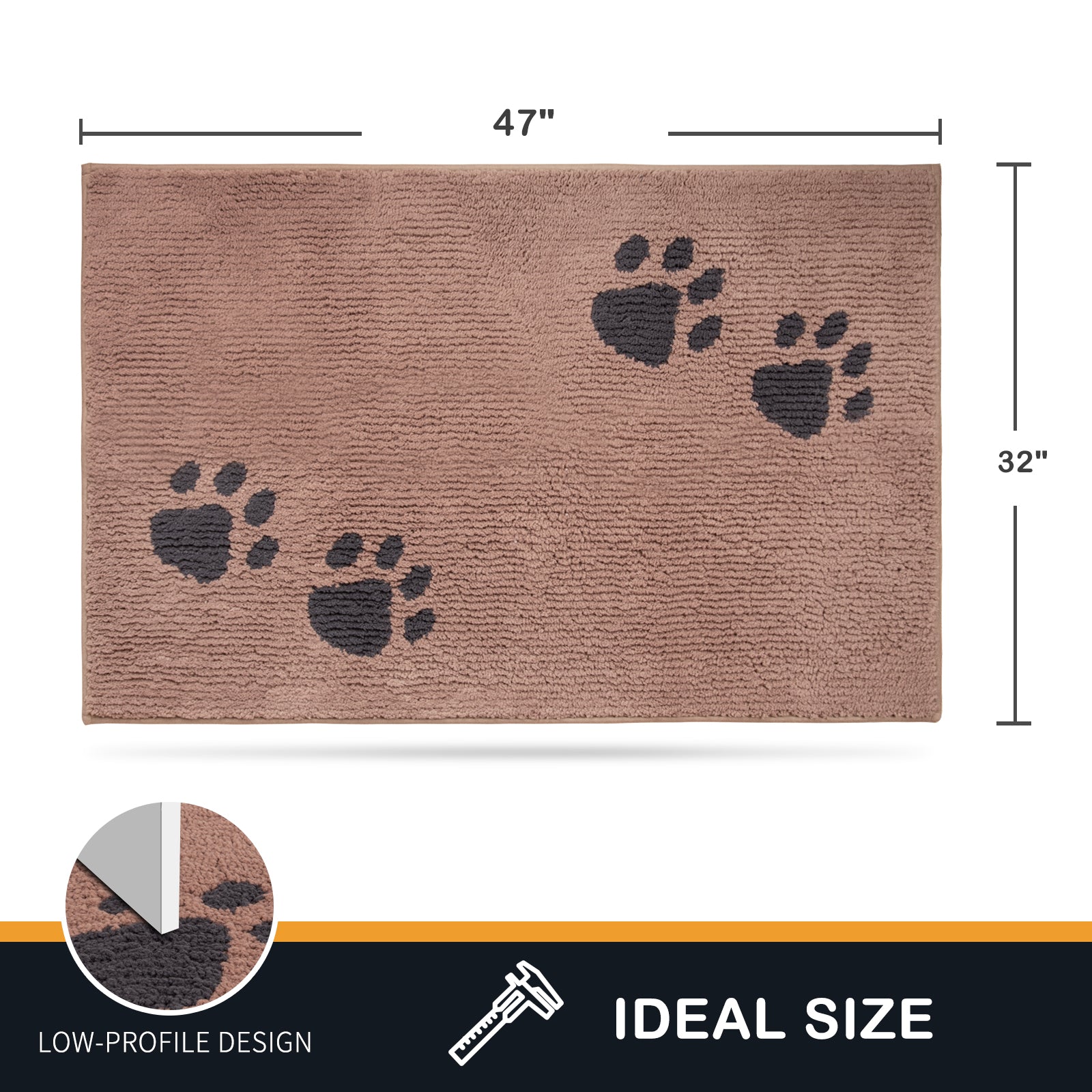 Machine Washable Paw Pattern Dirt Trapper Door Mat