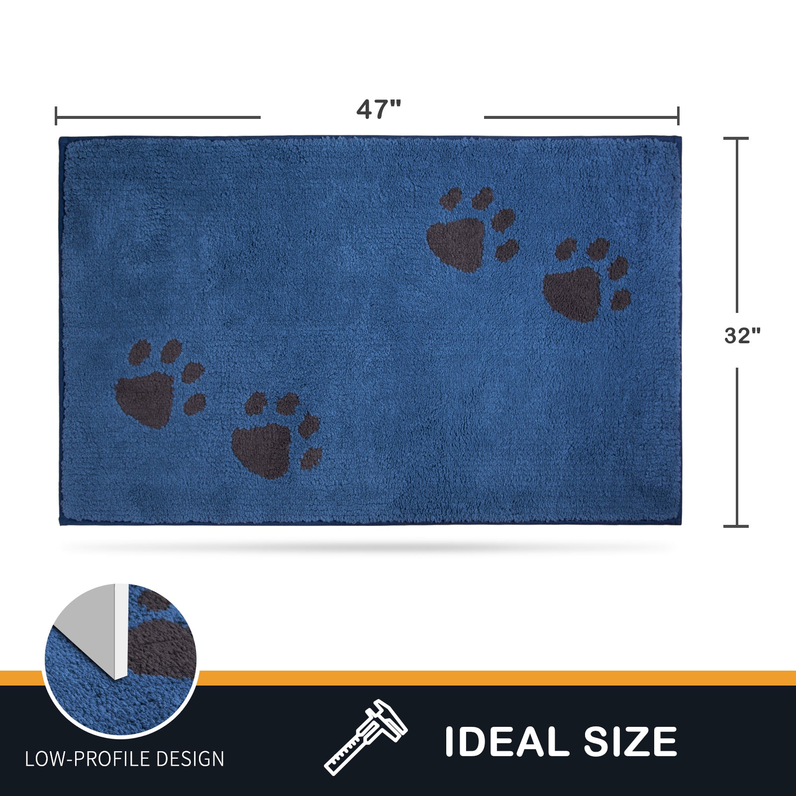 Machine Washable Paw Pattern Dirt Trapper Door Mat