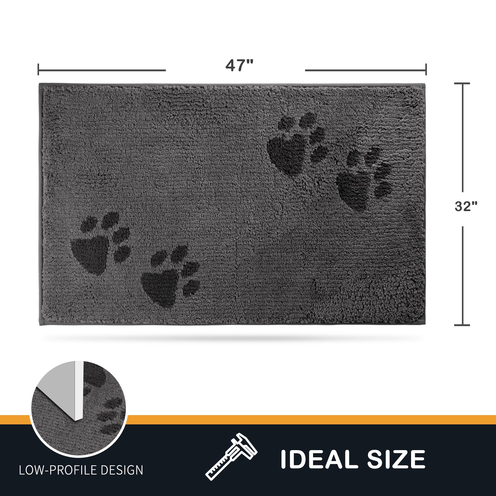 Machine Washable Paw Pattern Dirt Trapper Door Mat