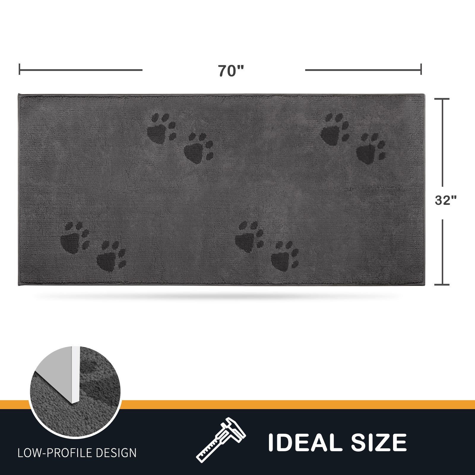 Machine Washable Paw Pattern Dirt Trapper Door Mat
