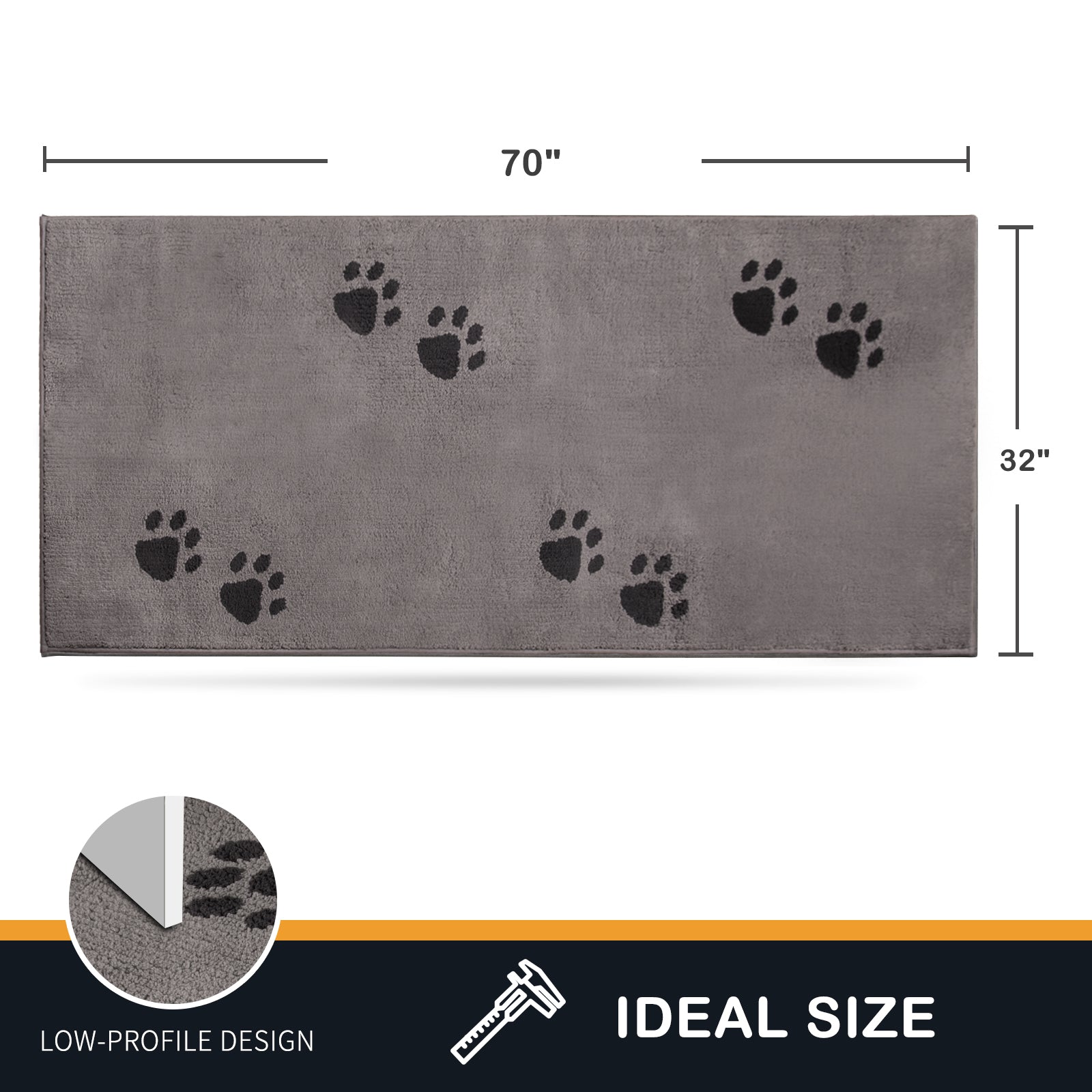 Machine Washable Paw Pattern Dirt Trapper Door Mat
