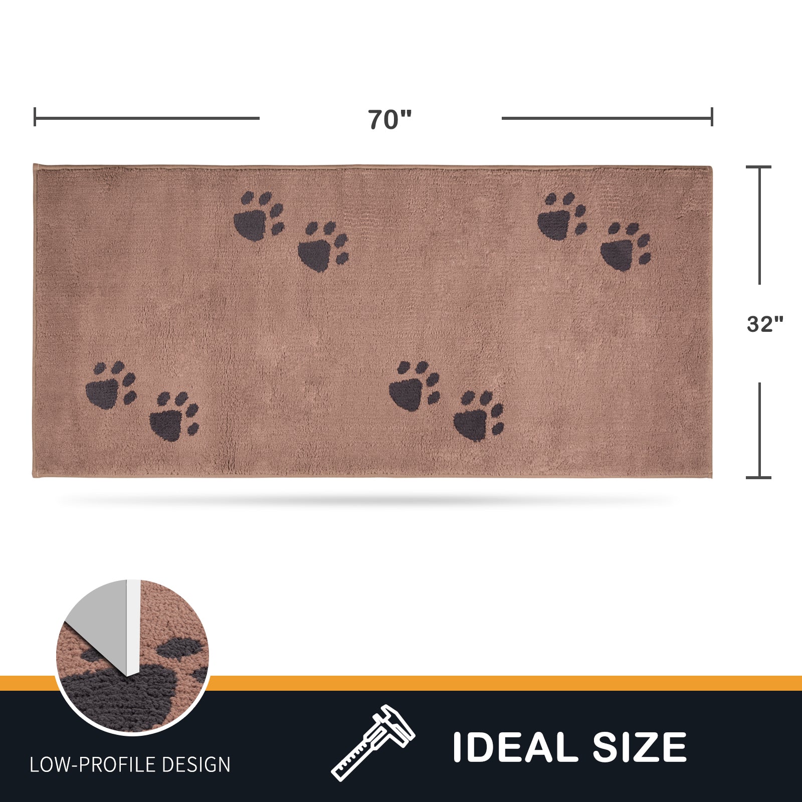 Machine Washable Paw Pattern Dirt Trapper Door Mat