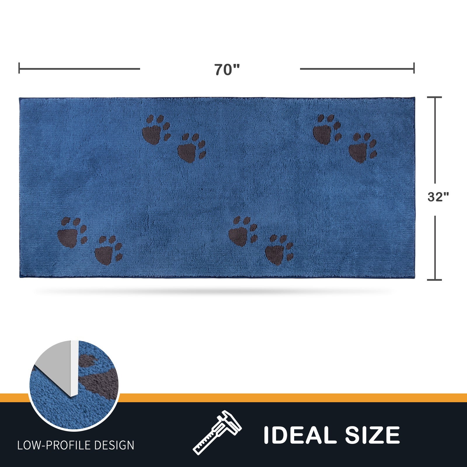 Machine Washable Paw Pattern Dirt Trapper Door Mat