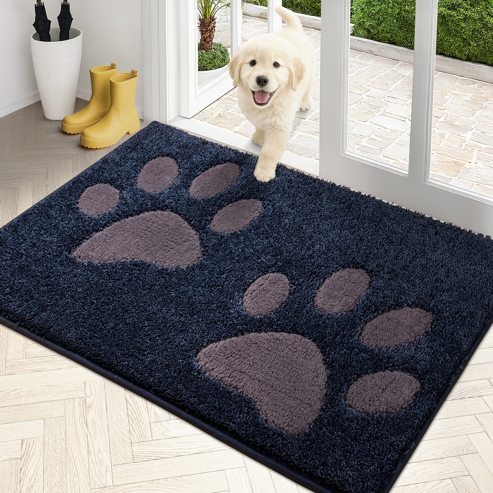 Machine Washable Paw Pattern Dirt Trapper Door Mat
