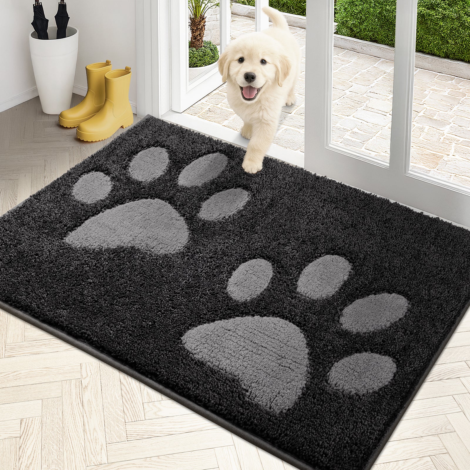 Machine Washable Paw Pattern Dirt Trapper Door Mat