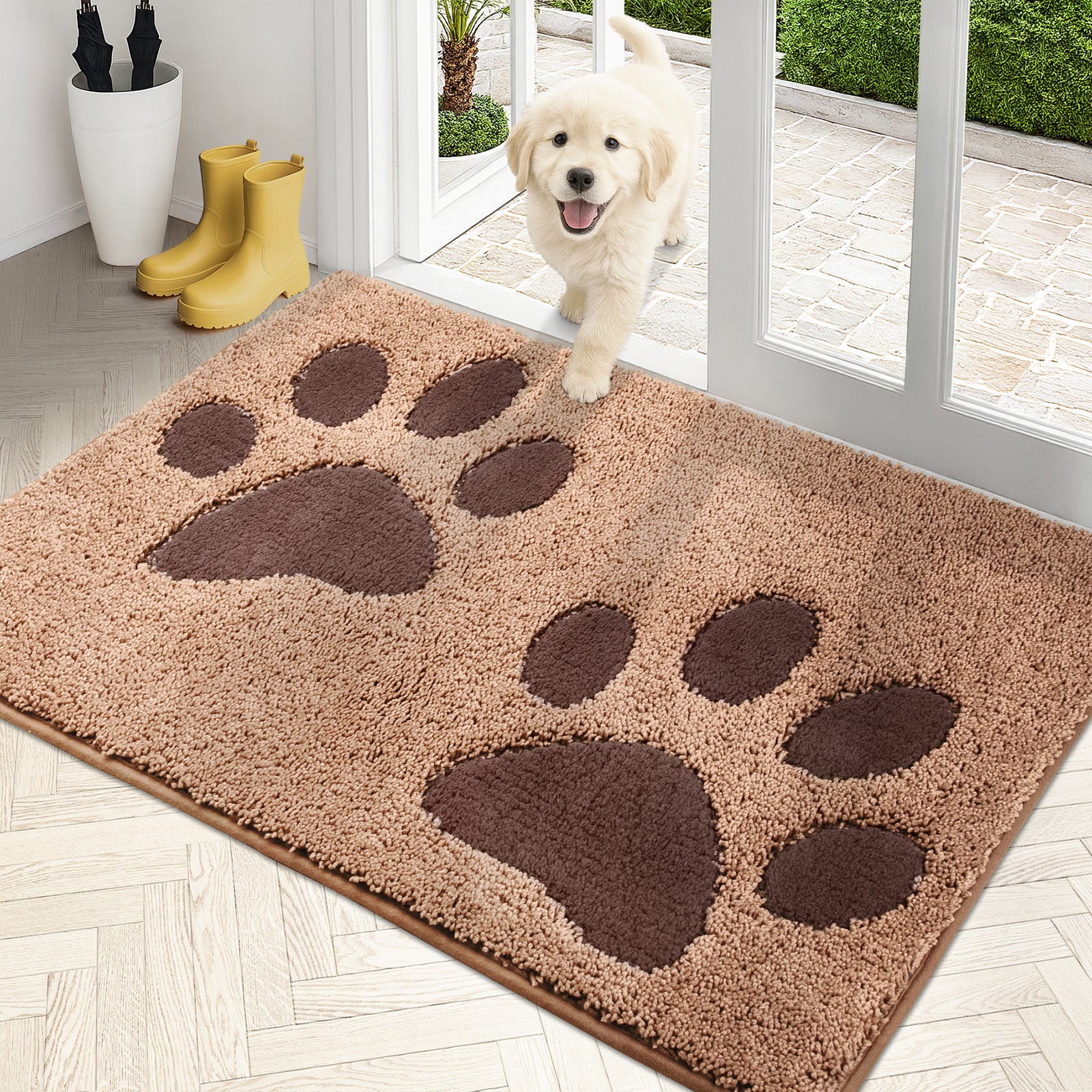 Machine Washable Paw Pattern Dirt Trapper Door Mat