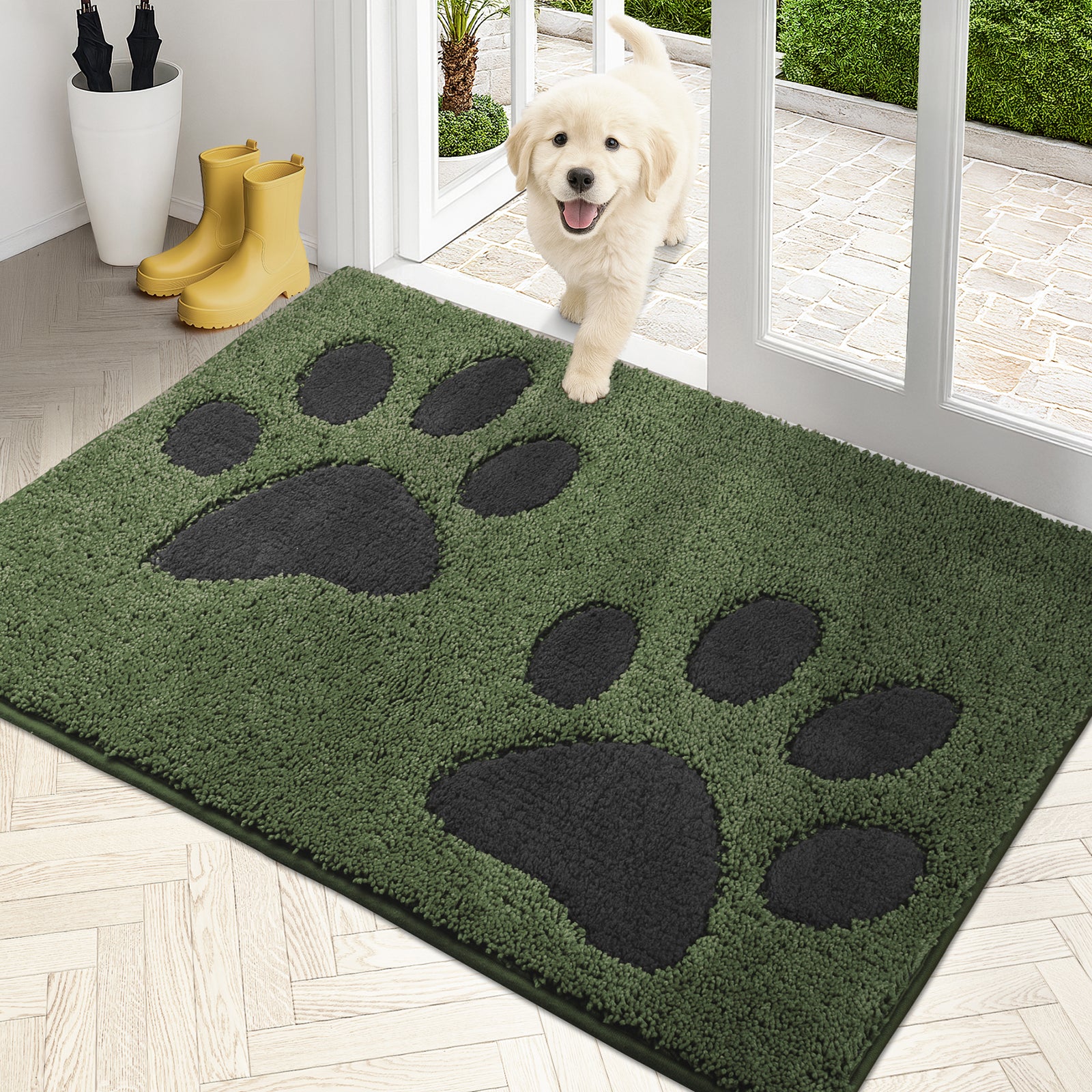 Machine Washable Paw Pattern Dirt Trapper Door Mat