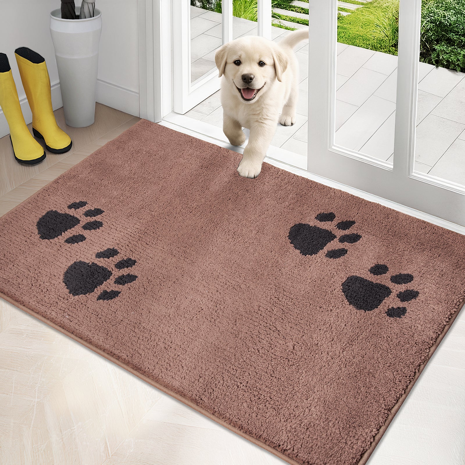 Machine Washable Paw Pattern Dirt Trapper Door Mat