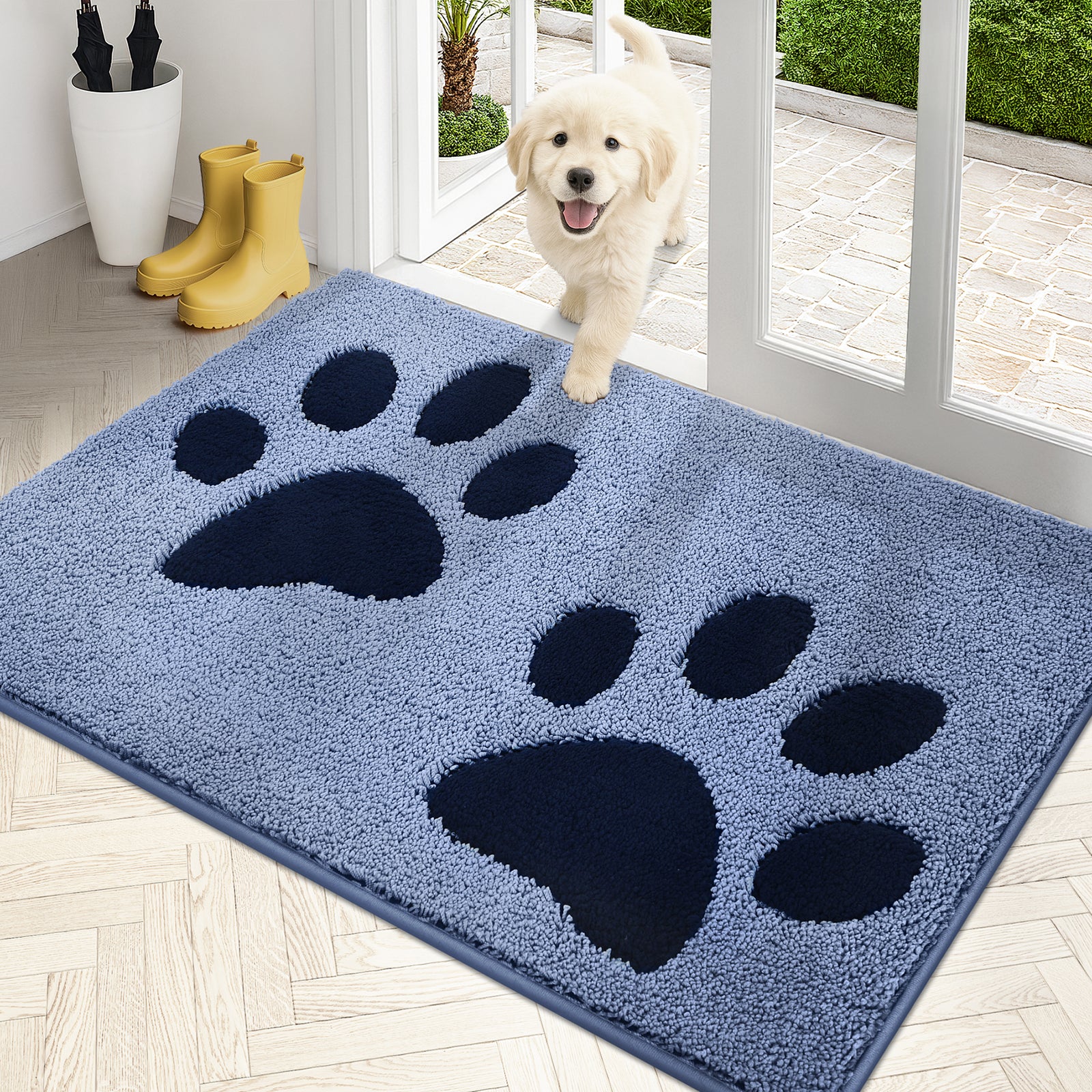 Machine Washable Paw Pattern Dirt Trapper Door Mat