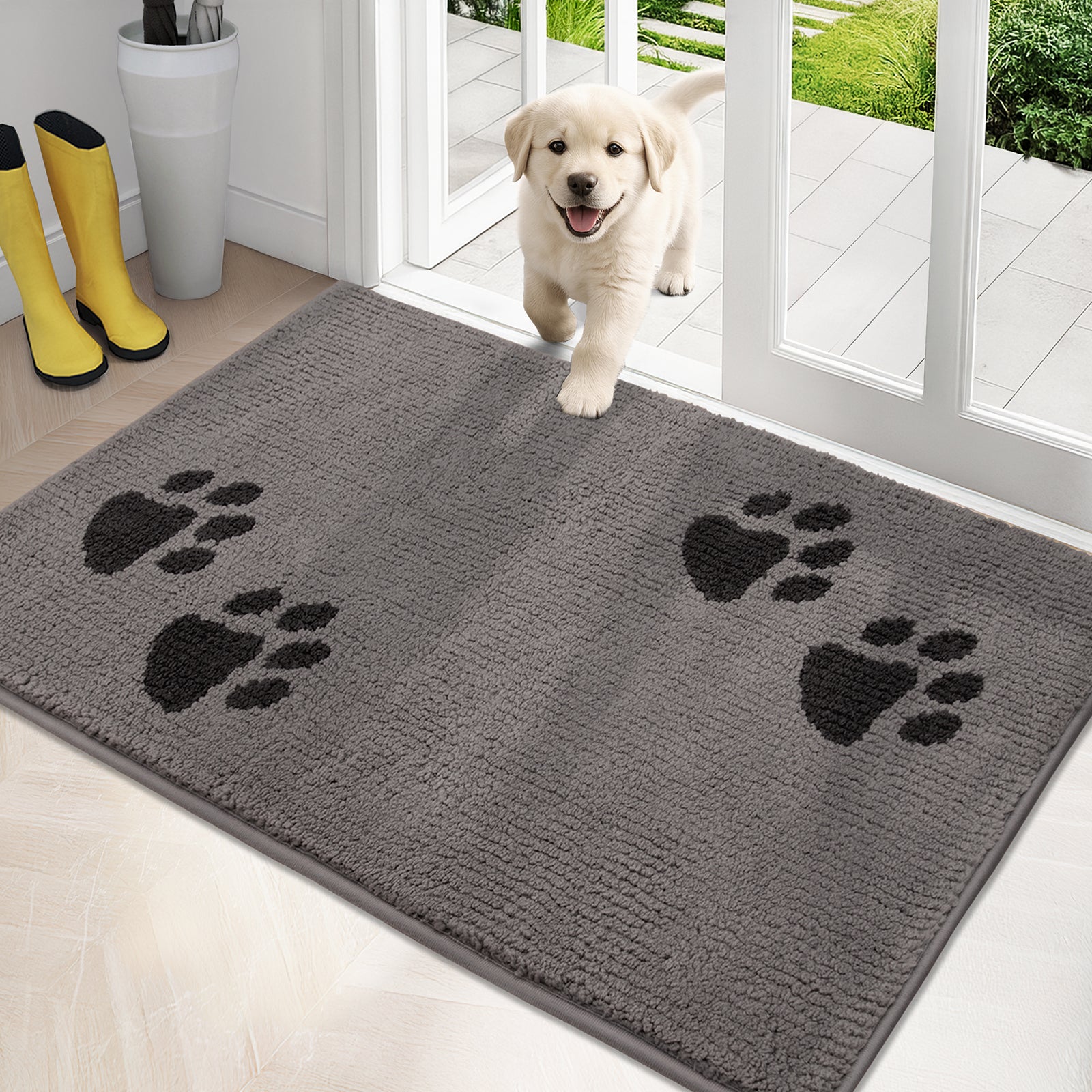 Machine Washable Paw Pattern Dirt Trapper Door Mat
