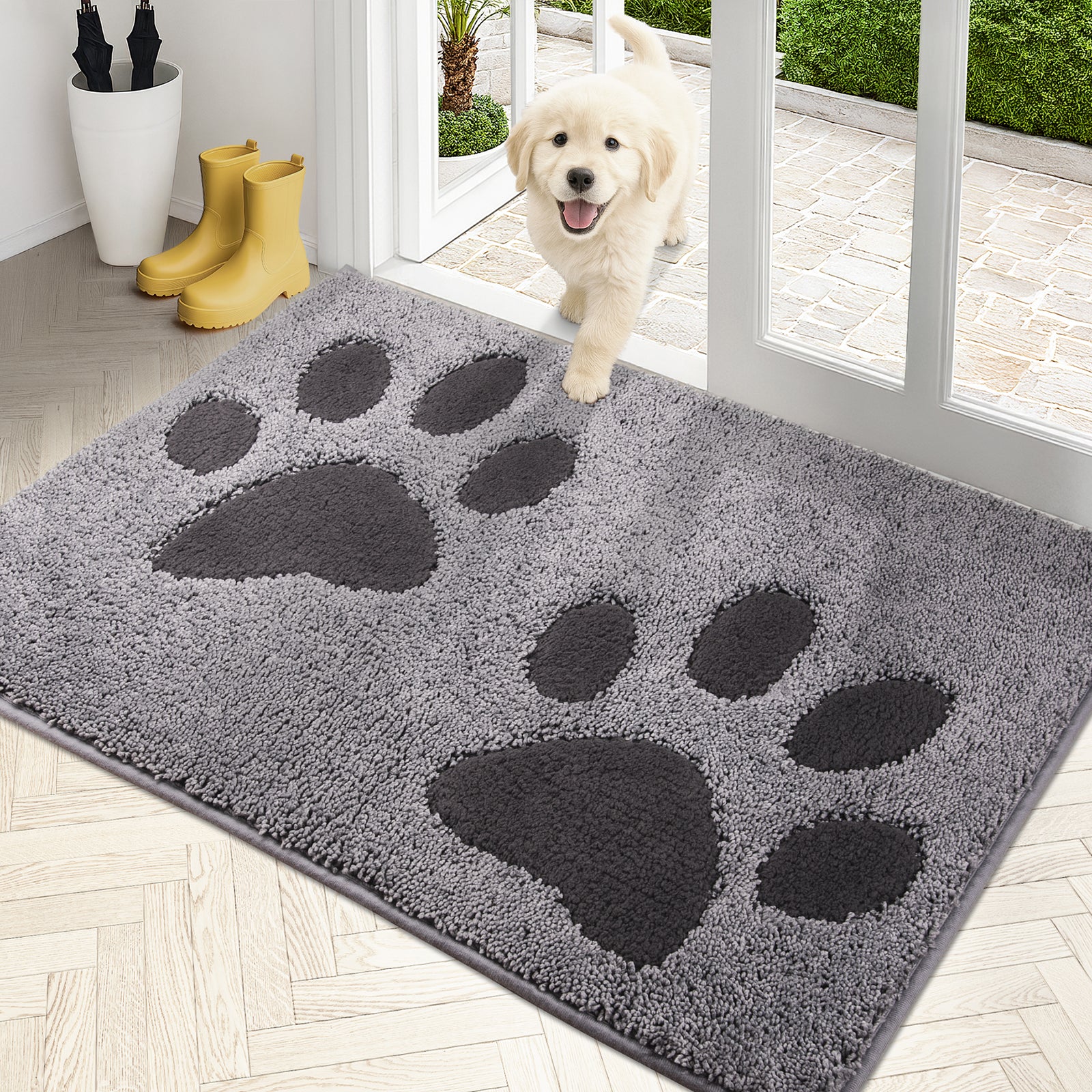 Machine Washable Paw Pattern Dirt Trapper Door Mat