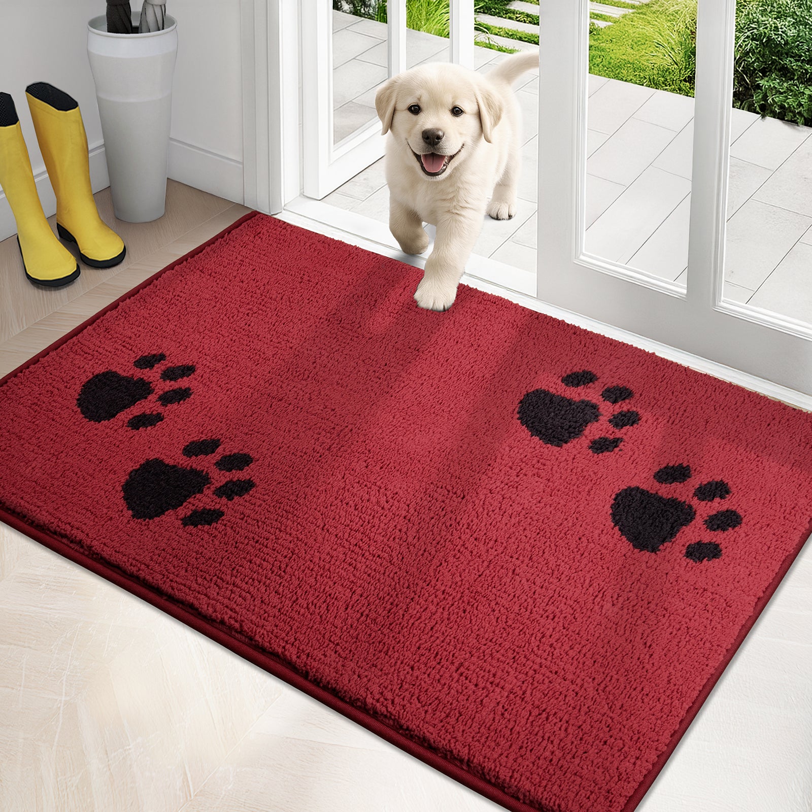 Machine Washable Paw Pattern Dirt Trapper Door Mat