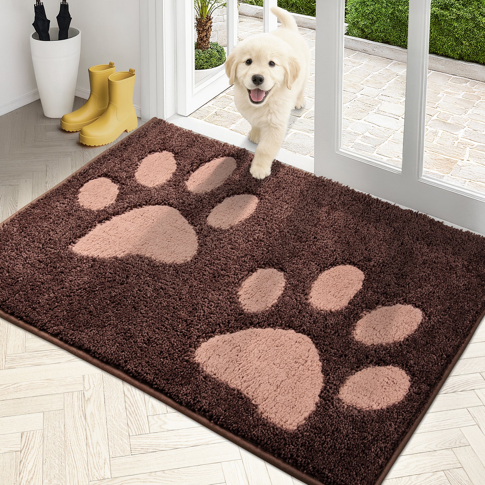 Machine Washable Paw Pattern Dirt Trapper Door Mat